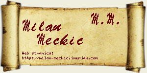 Milan Mečkić vizit kartica